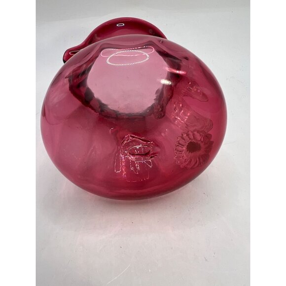 Vtg Cranberry Glass Pitcher Hand Blown No Chips - Picture 5 of 5